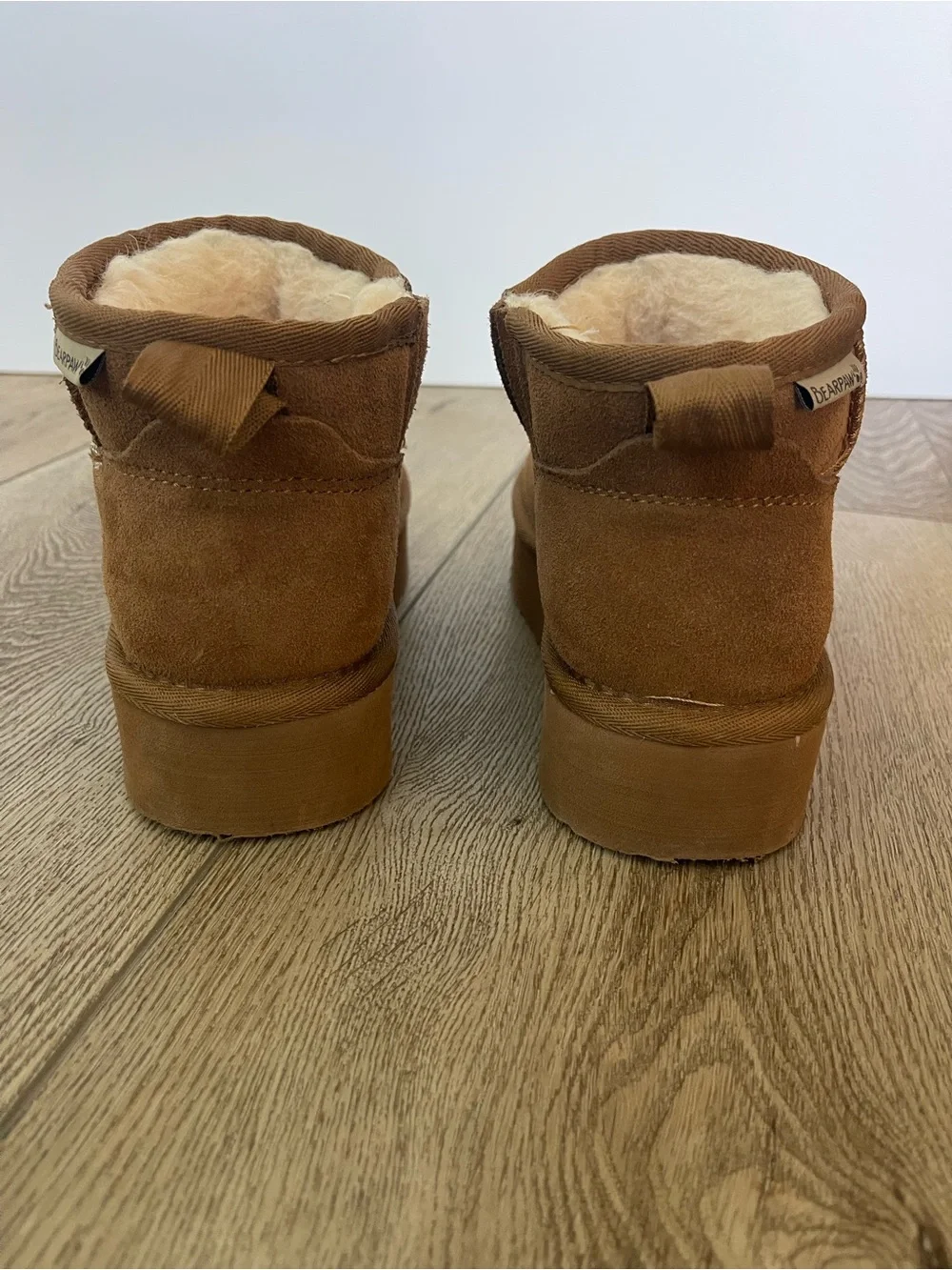 BearPaw Kids Suede-Look Shearling Ankle Slippers / boots - Chestnut